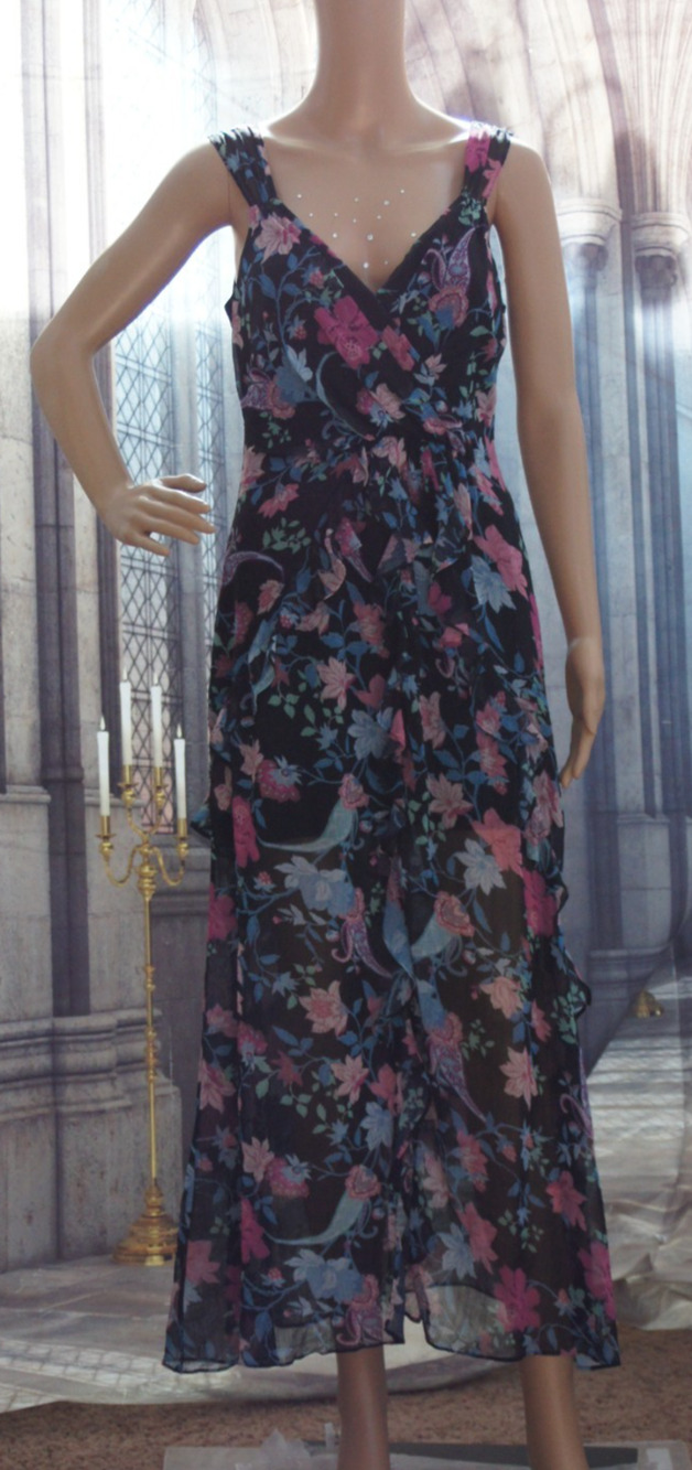 Rachel Zoe Black Floral Rachel Dress size 4